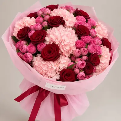 Pink & Red Romance — création florale