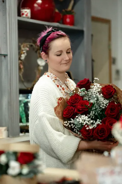 Bouquet de roses rouges — création florale